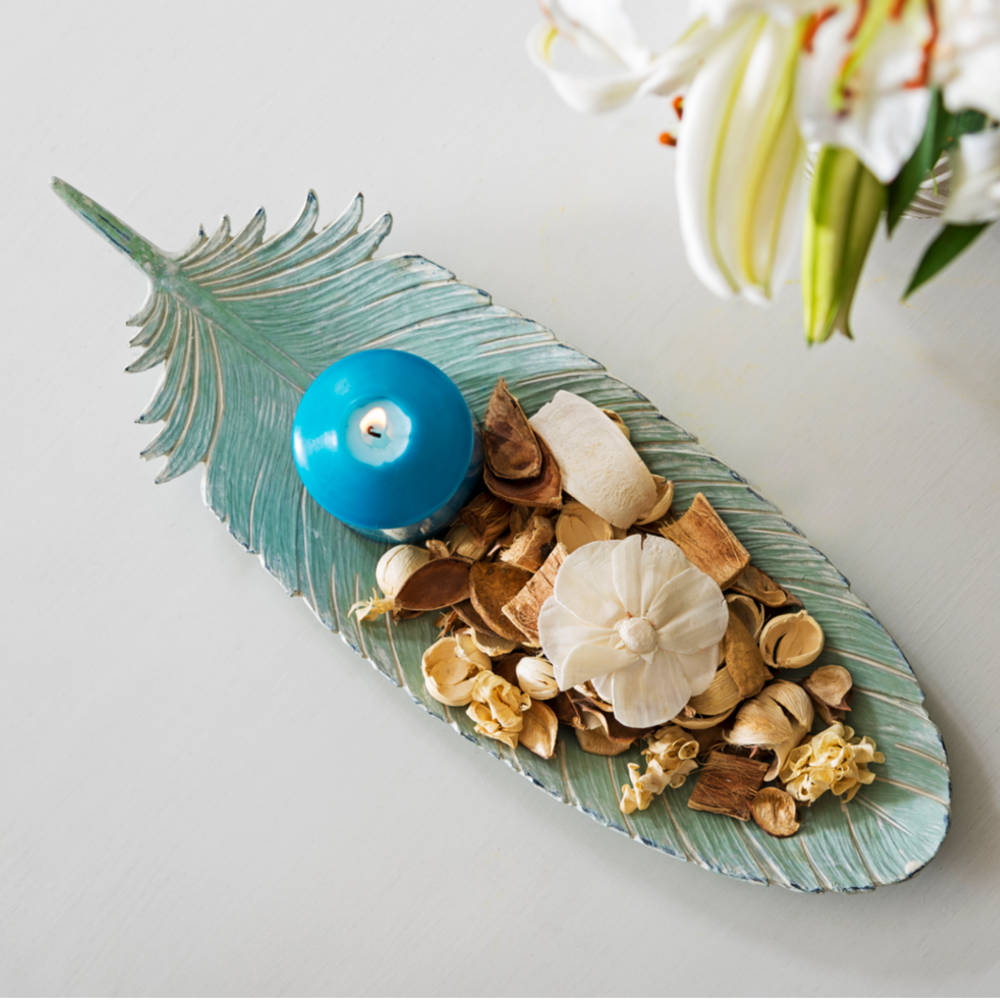 Decorative trays in feather shapes. Nook and Cranny