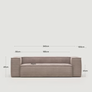 Blok Corduroy Sofa (Pink 3 Seater)