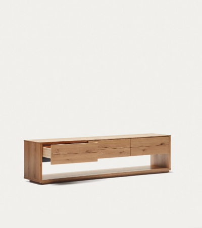 Alguema TV stand with 3 drawers in oak veneer