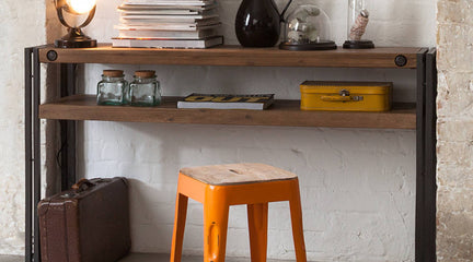 Trendy console table which blends well with plain wall or sofa