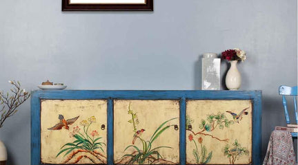 Blue Chinese cabinet with unique painting