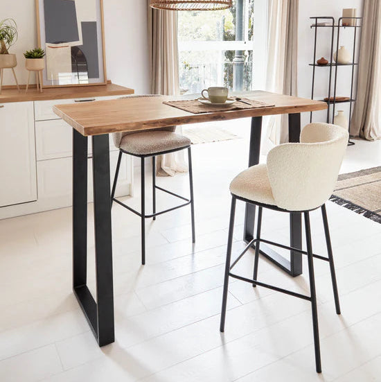 Ciselia Stool in White Bouclé