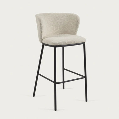 Ciselia Stool in White Bouclé