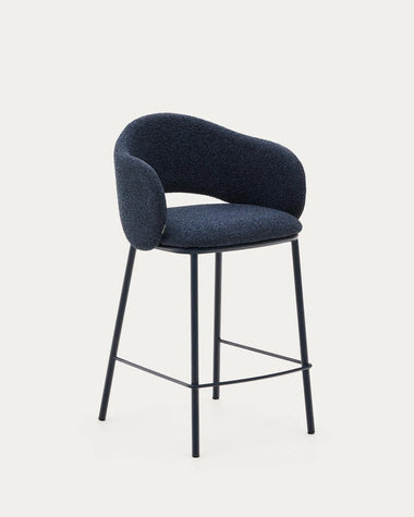 Maina Stool in Blue chenille (AS-IS)