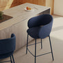 Maina Stool in Blue chenille (AS-IS)