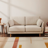 Gilma 2 Seater Sofa (Beige w/ Natural Wood Legs)
