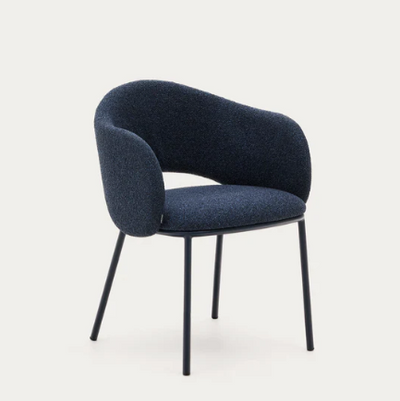 Maina Chair in Thick Blue Chenille
