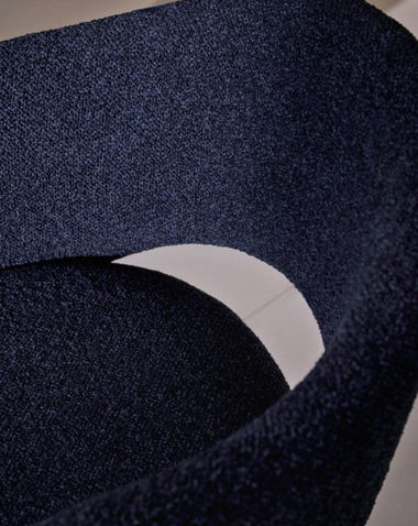 Maina Chair in Thick Blue Chenille