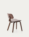 Gena Chair in Beige Chenille with Walnut Veneer and Rubberwood Frame