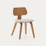 Gena Chair in Beige Chenille with Oak Veneer and Rubberwood Frame