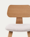Gena Chair in Beige Chenille with Oak Veneer and Rubberwood Frame
