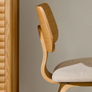 Gena Chair in Beige Chenille with Oak Veneer and Rubberwood Frame