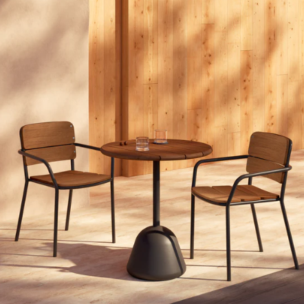 Saura Table Acacia Top Walnut Finish