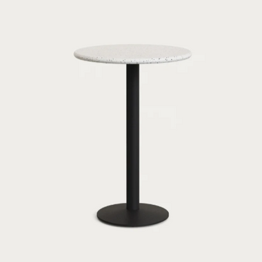Saura Round High Bar Table in White Terrazzo