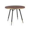 Ashwood Veneer on MDF Tabletop with Dark Wood Grains and Gold-lacquered. Modern round dining table on Sleek Toothpick Legs.