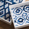 blue indigo white mediterranean serving tray modern pattern