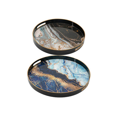 Blue Marble Round Tray