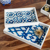 Mediterranean Indigo White Tray