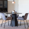 Ash Veneer Black MDF round dining table with Geometric Pedestal Base