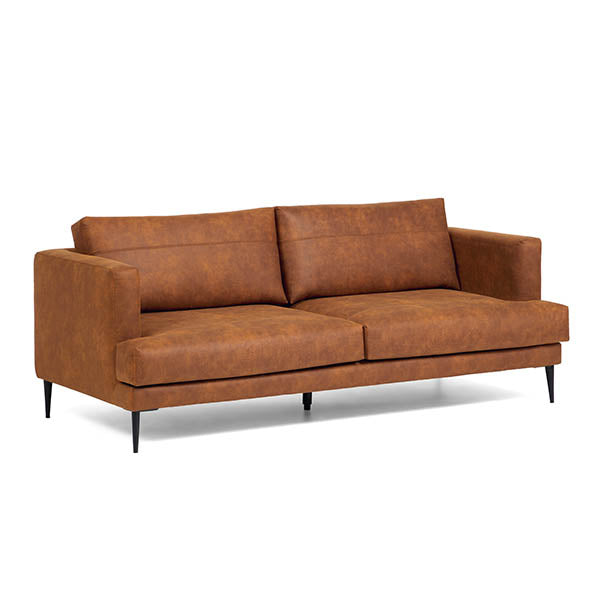 Tan leather look sofa sale